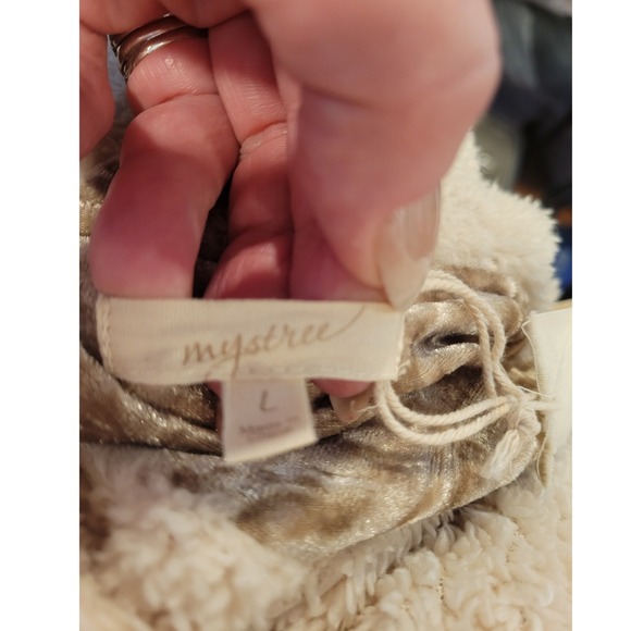 Mystree L Crushed Velvet Shearling Hooded Oversized Patchwork Jacket Boho Luxury - Picture 8 of 8